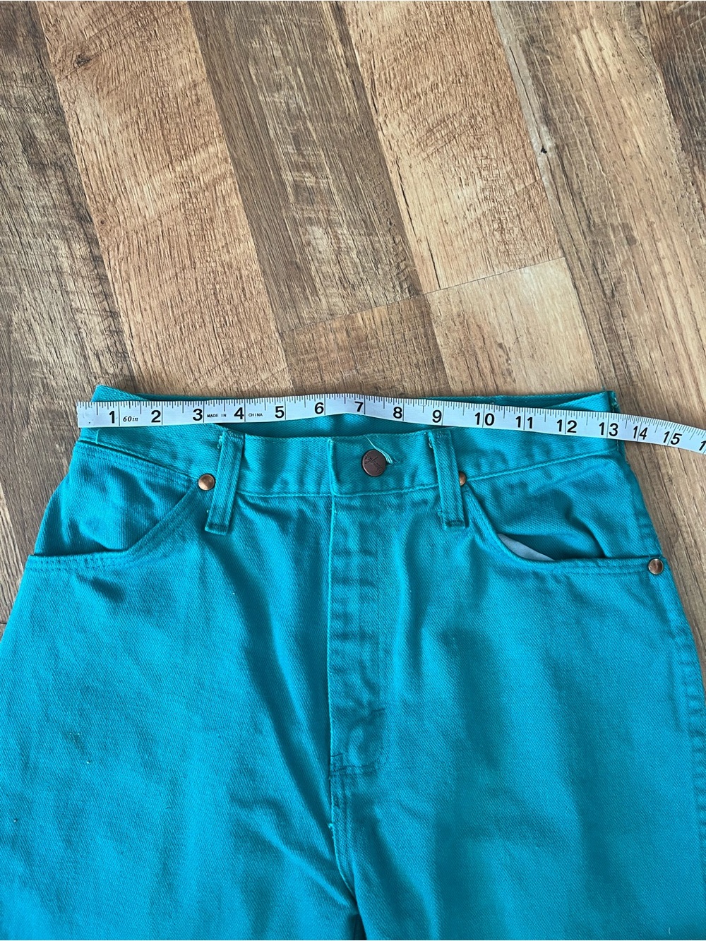 Wrangler Women’s Teal Flare Jeans vintage made in USA - Picture 4 of 13